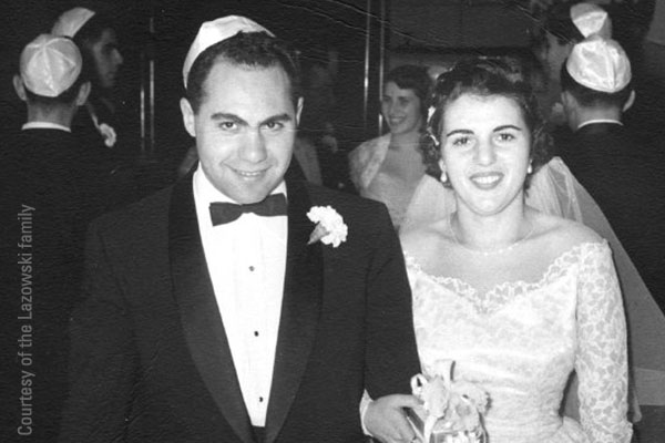 Ruth and Philip Lazowski at their wedding in December 1955.&nbsp;