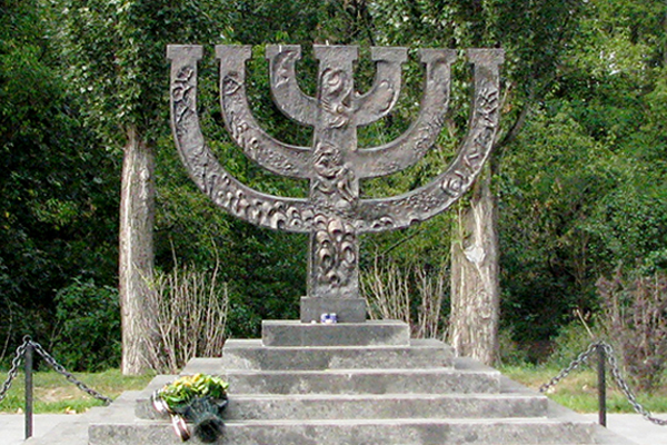 The menorah-shaped monument near Kiev dedicated to Ukrainian Jews massacred at Babyn Yar under guidance of members of Einsatzgruppen C on September 29-30. Alex Iong, Wikipedia