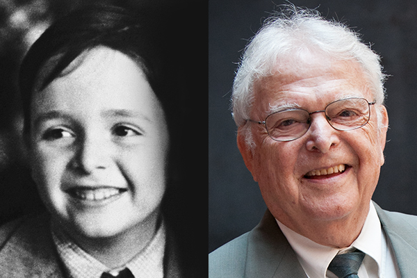 Holocaust survivor Steven Fenves as a child, circa 1936–40 (courtesy of Steven Fenves) and as an adult, today. US Holocaust Memorial Museum