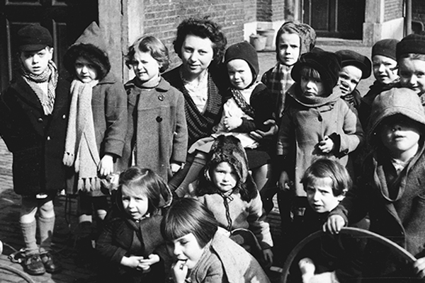 Teacher and rescuer Jeanne Daman poses with Jewish children under her care in a Belgian kindergarten, circa 1942. US Holocaust Memorial Museum, courtesy of Jeanne Daman Scaglione