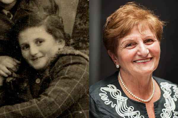 Photos: Holocaust survivor Rita Rubinstein (Rifka Lifschitz) in Feldafing, Germany, circa 1946&ndash;1949, (courtesy of Rita Lifschitz Rubinstein) and as an adult, today. US Holocaust Memorial Museum