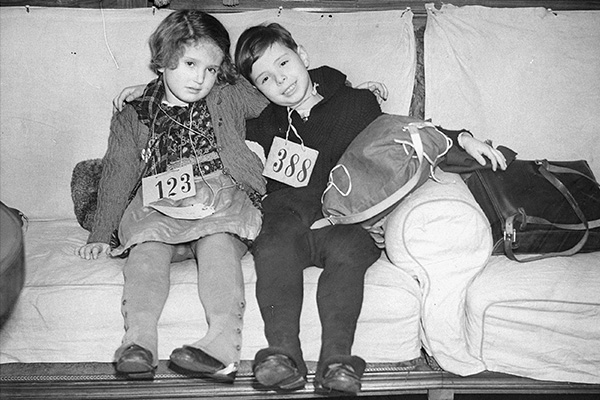 Two Jewish children from Vienna after arriving in England on a Kindertransport. December 12, 1938. Courtesy of the Wiener Holocaust Library