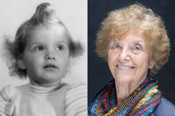 Holocaust survivor Ayana Touval in 1940 (courtesy of Ayana Touval) and as an adult today. US Holocaust Memorial Museum